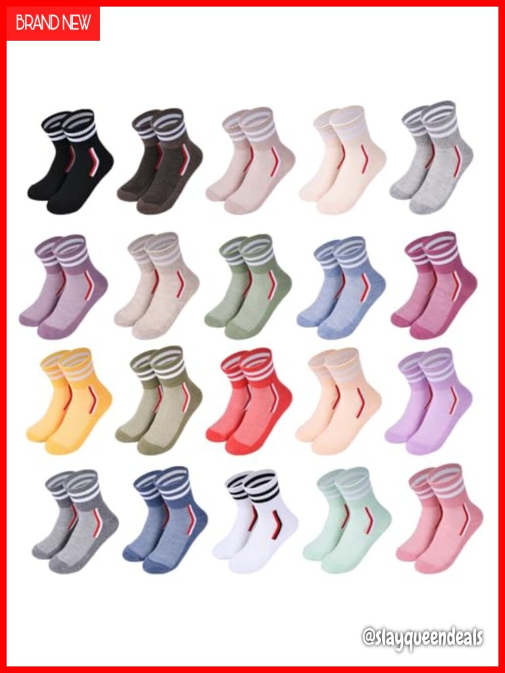 Women's Athletic Crew Socks 20 Pairs Polyester Spandex Quarter Lightweight
